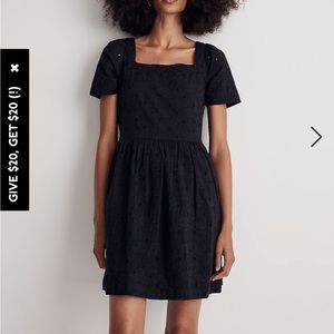 Madewell Eyelet Allie Mini Dress. Size Small. Color Black. New with Tags.